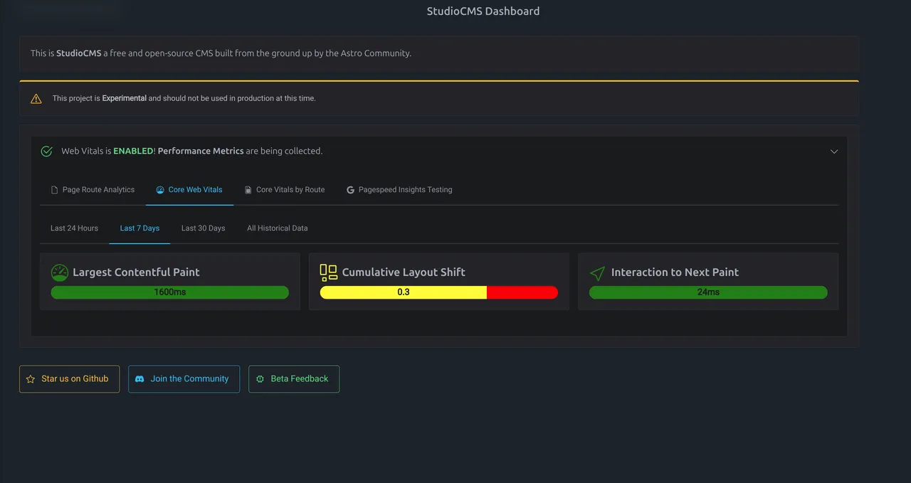 Web Vitals Core Web Vitals (Dark Mode)